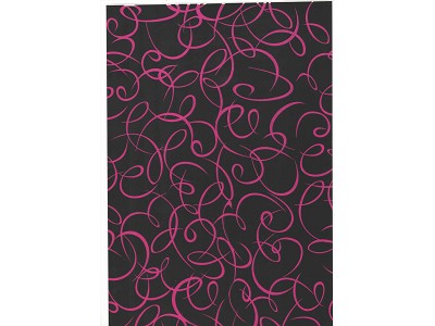 Black paper spool with fuchsia spirals