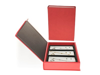 Caja Forrada Polipiel Roja dibujo 10 (3 huecos)